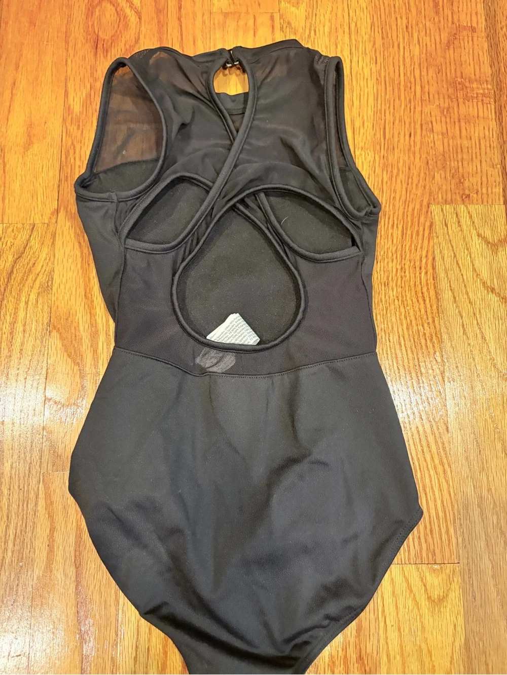 Mirella Black Sleeveless Leotard with Mesh Yoke